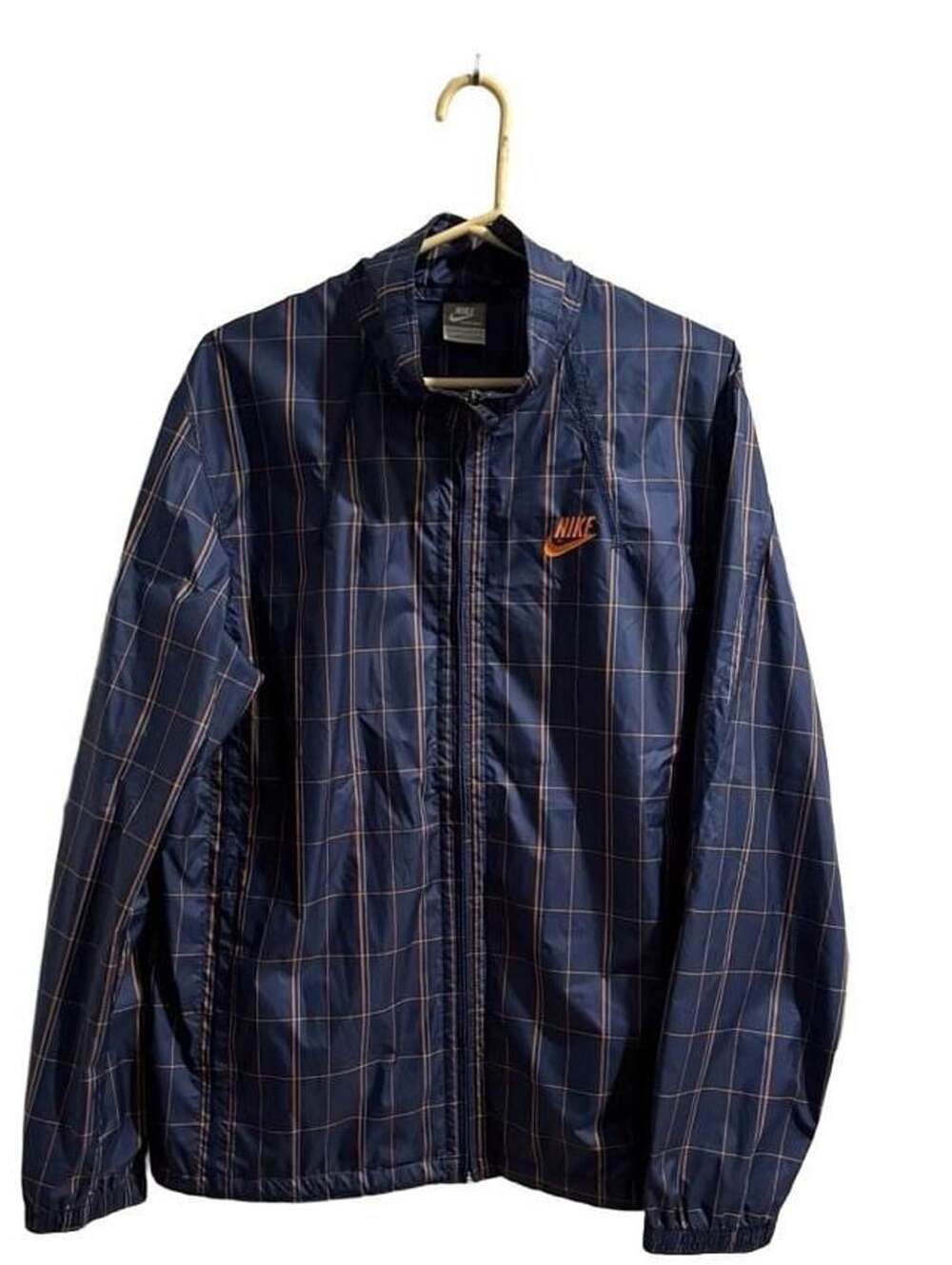 Nike Windbreaker Jacket Size L Navy Plaid Full Zip